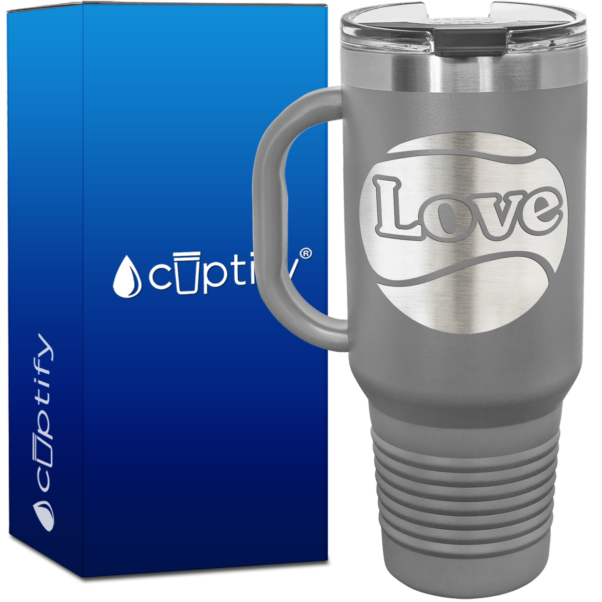 Love Tennis Ball Silhouette 40oz Tennis Travel Mug