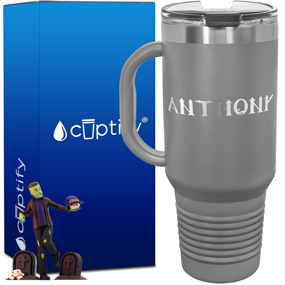 Personalized Creepy Font Style 40oz Halloween Travel Mug