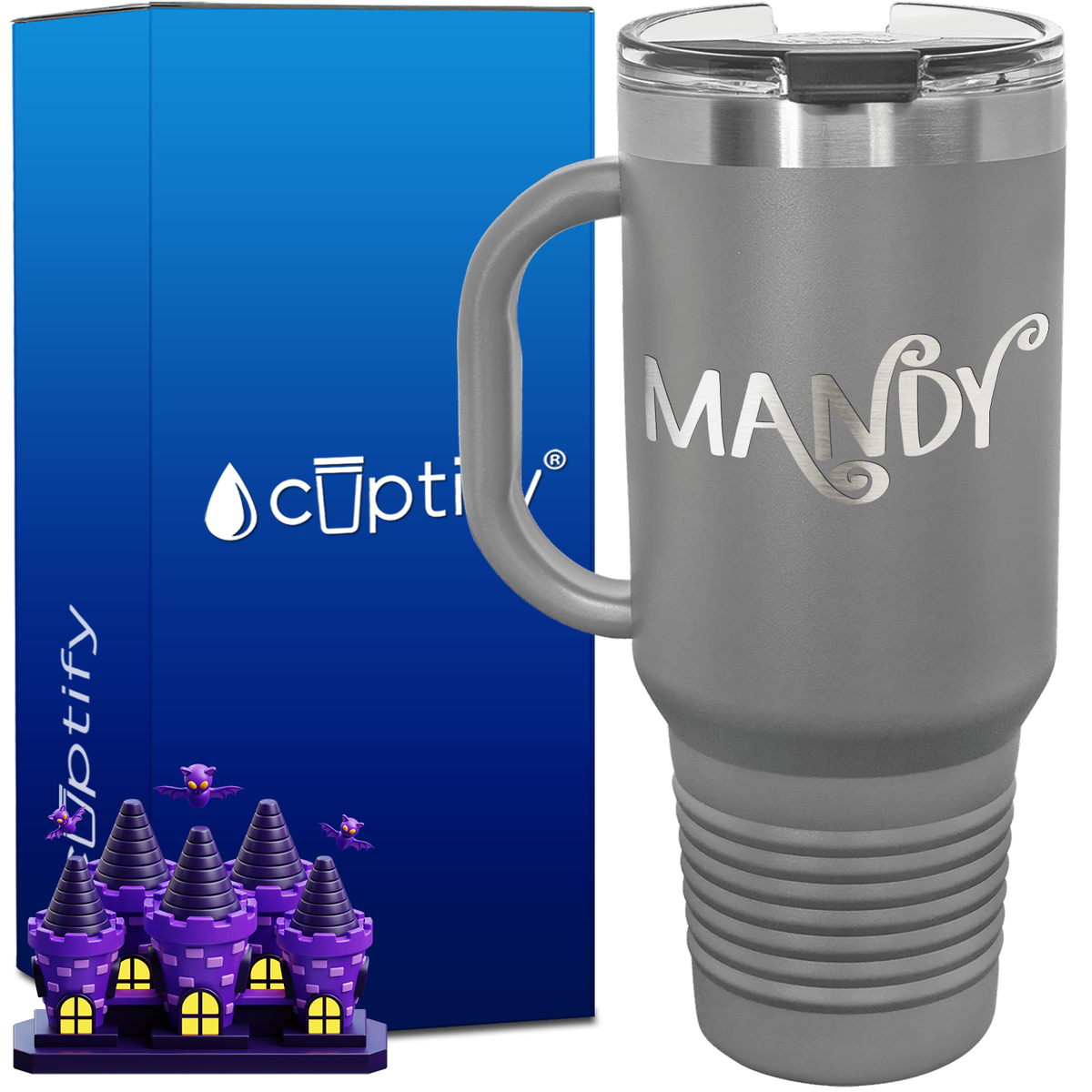 Personalized Curly Spooky Font Style 40oz Halloween Travel Mug