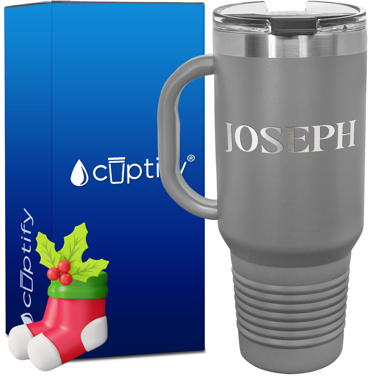 Personalized Merry Christmas Font Style 40oz Christmas Travel Mug