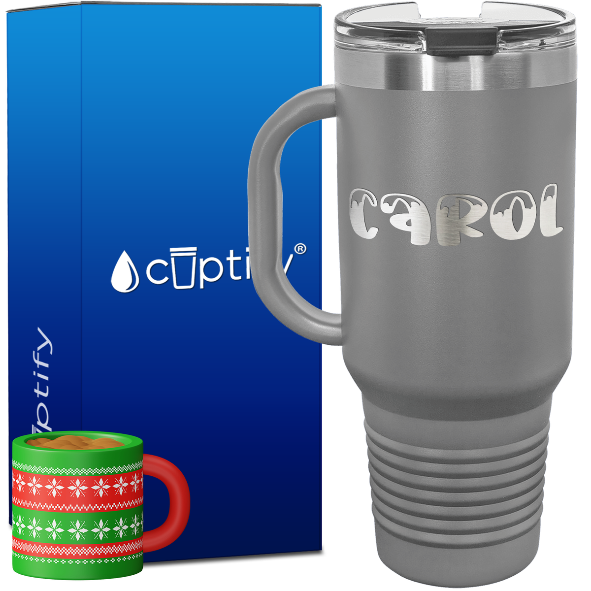 Personalized Frosty Font Style 40oz Christmas Travel Mug
