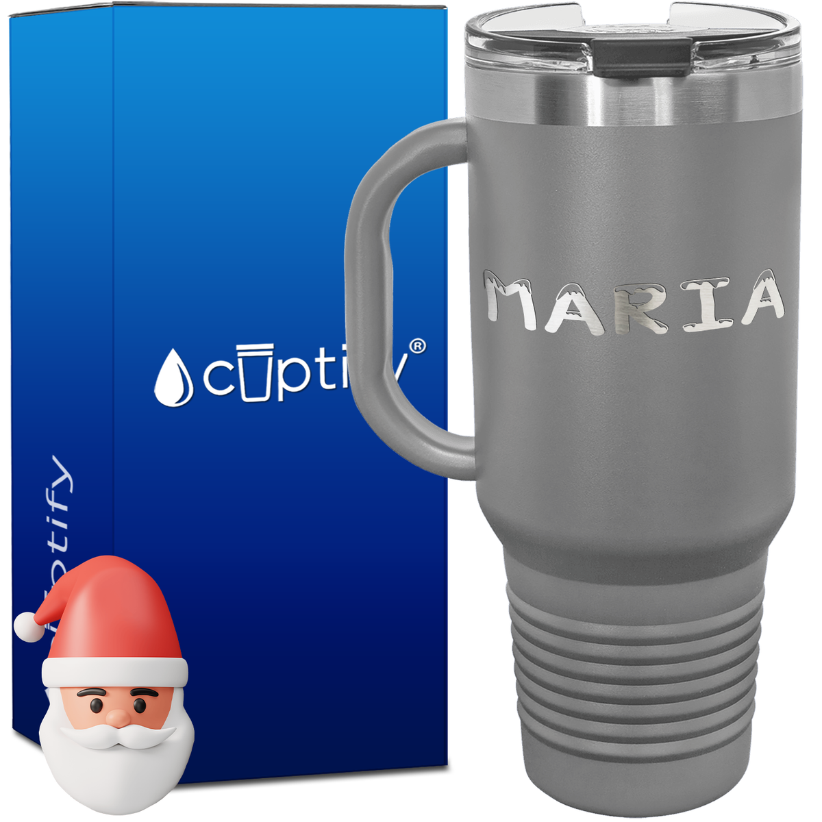 Personalized Snowy Font Style 40oz Christmas Travel Mug