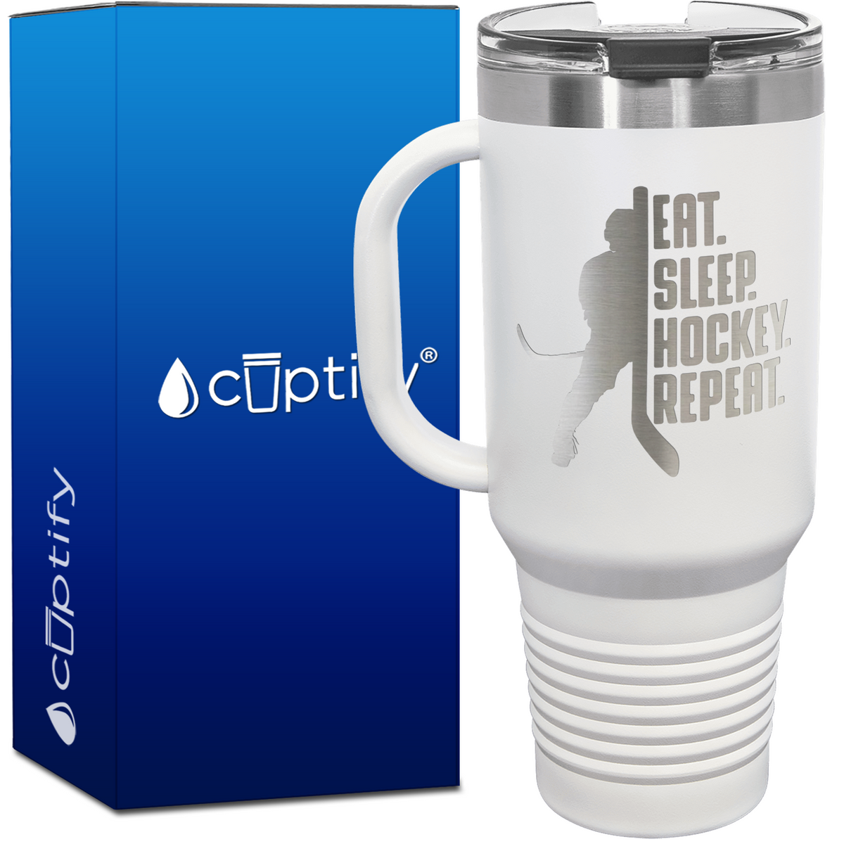 Eat. Sleep. Hockey. Repeat. 40oz Travel Mug