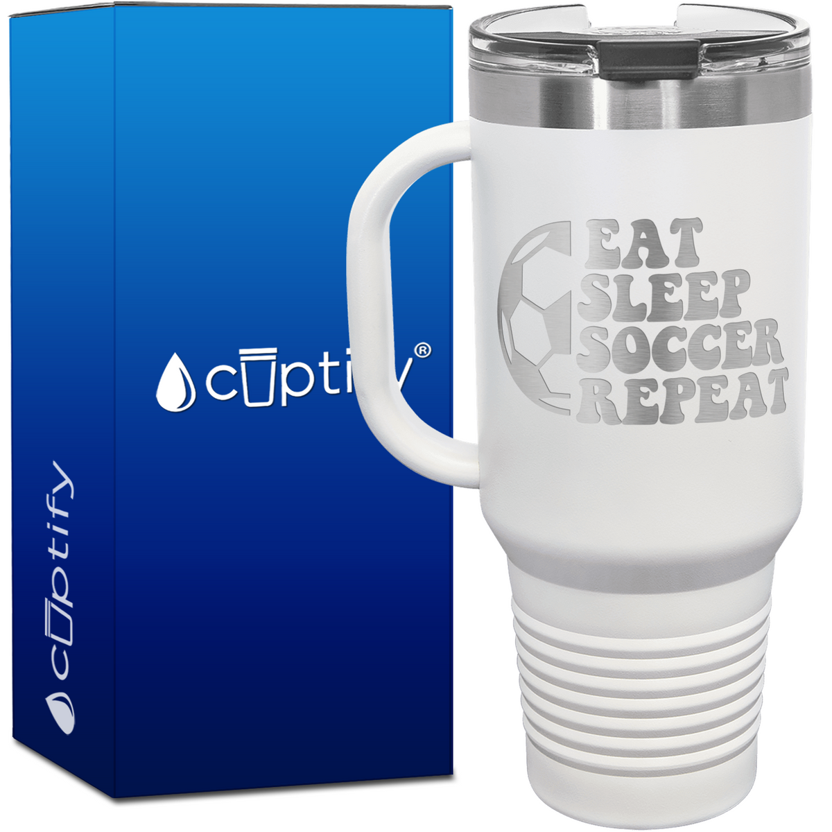 Eat Sleep Soccer Repeat Soccer Ball 40oz Soccer Travel Mug