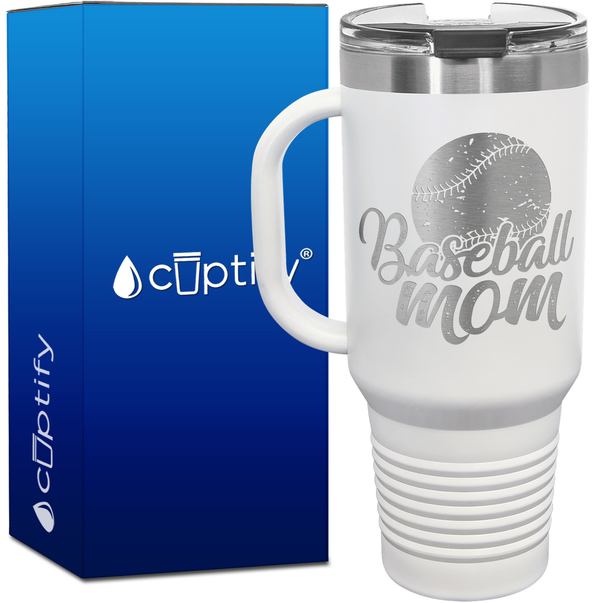 Baseball Mom Distressed 40oz Baseball Travel Mug