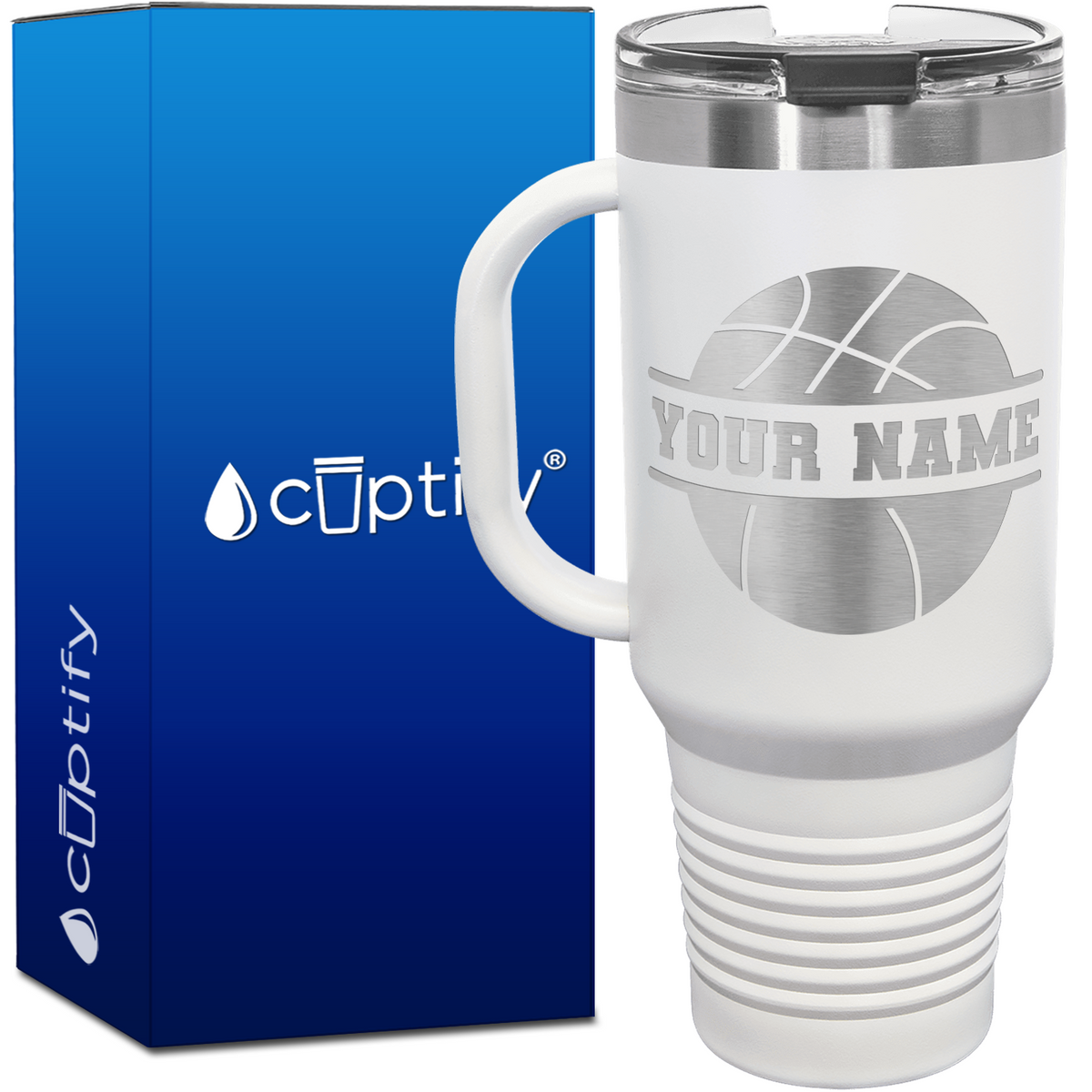 Personalized Basketball 40oz Basketball Travel Mug
