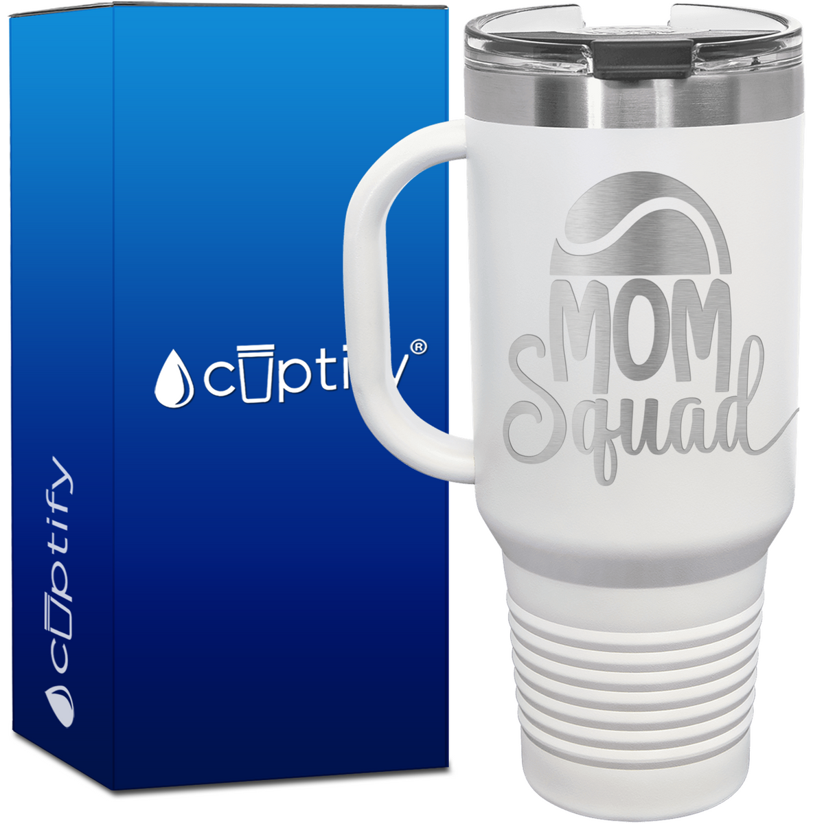 Mom Squad Tennis with Half Ball 40oz Tennis Travel Mug
