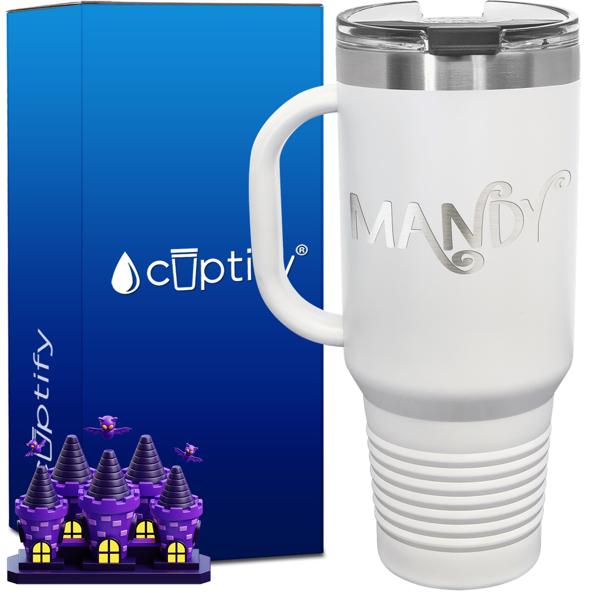 Personalized Curly Spooky Font Style 40oz Halloween Travel Mug