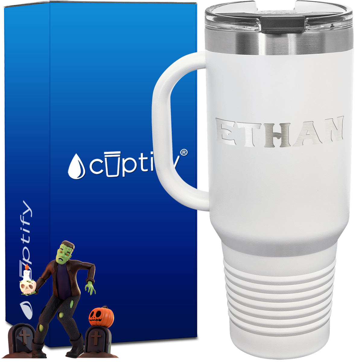 Personalized Grim Font Style 40oz Halloween Travel Mug