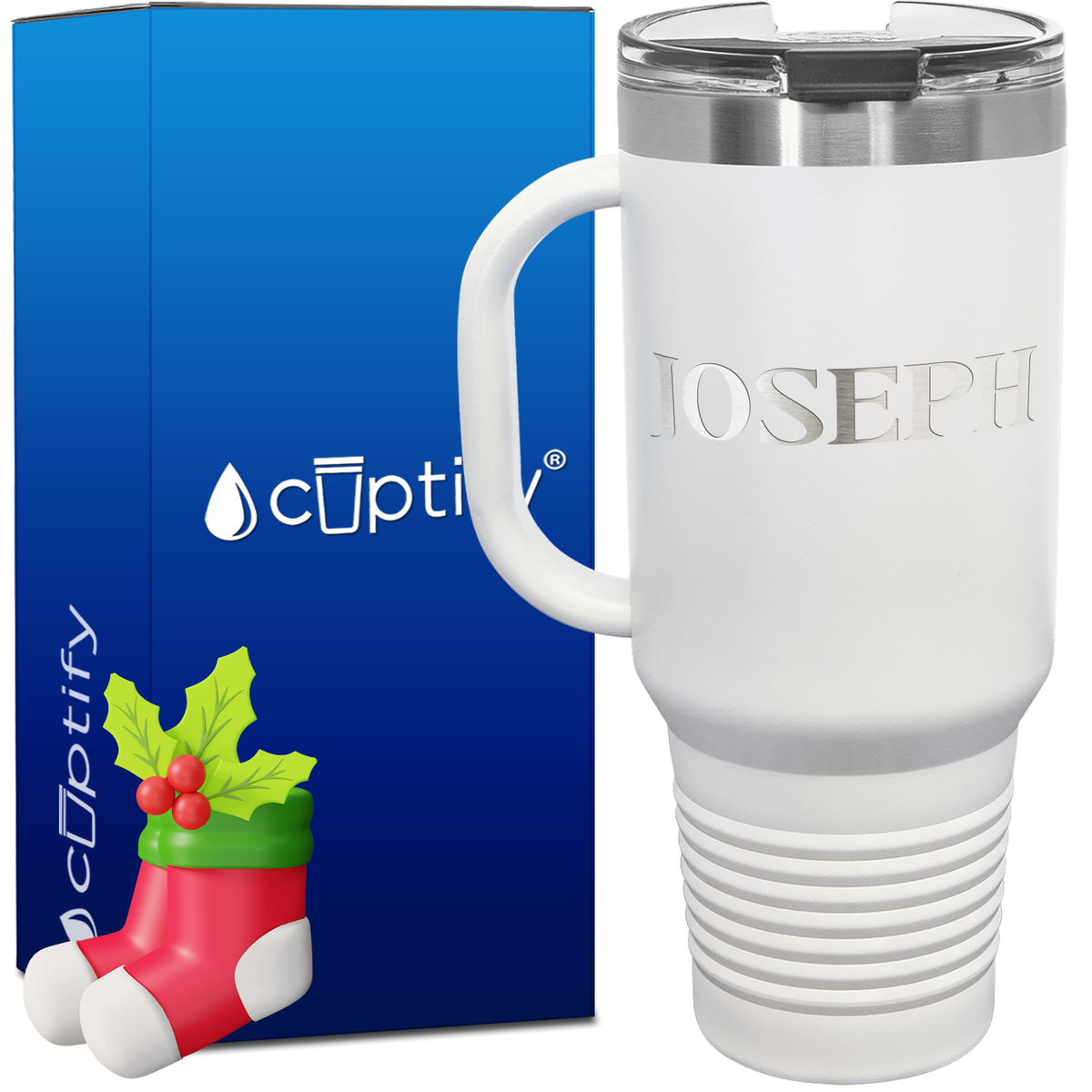 Personalized Merry Christmas Font Style 40oz Christmas Travel Mug