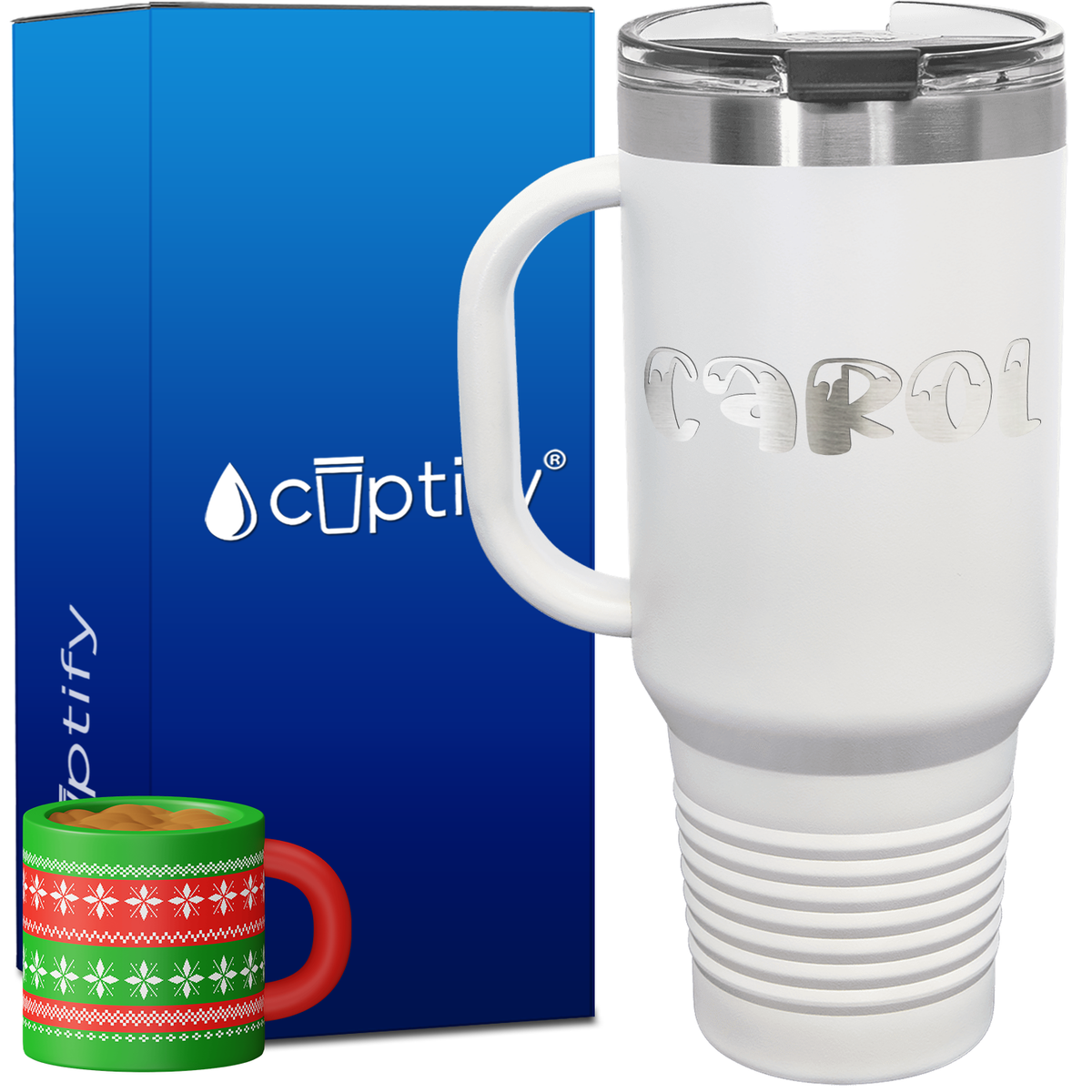 Personalized Frosty Font Style 40oz Christmas Travel Mug