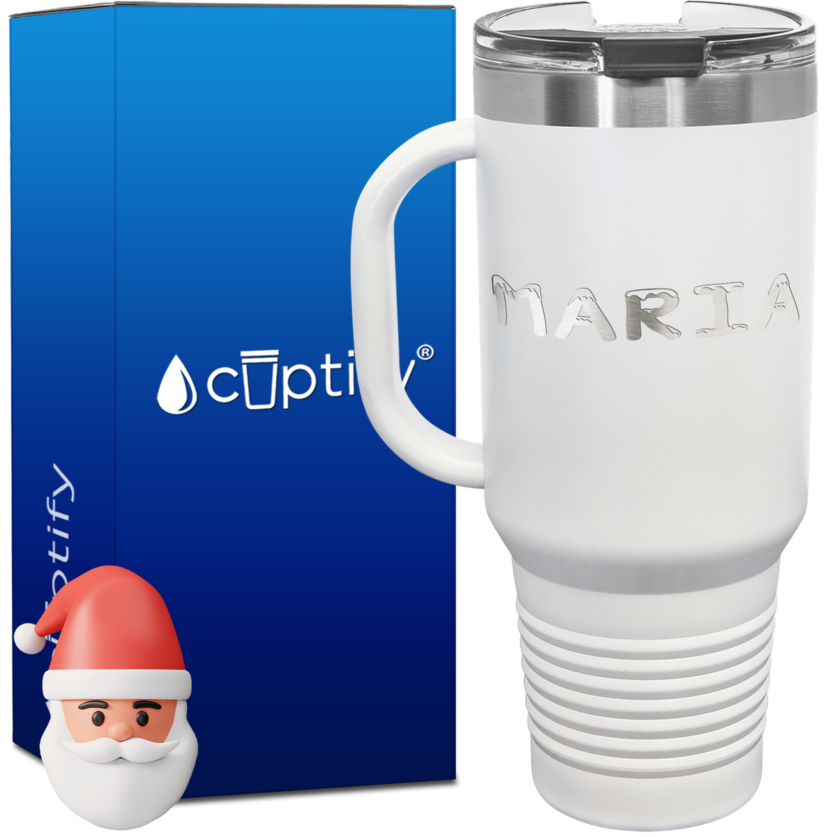 Personalized Snowy Font Style 40oz Christmas Travel Mug