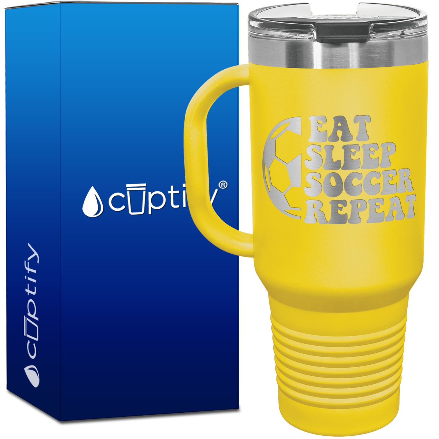 Eat Sleep Soccer Repeat Soccer Ball 40oz Soccer Travel Mug