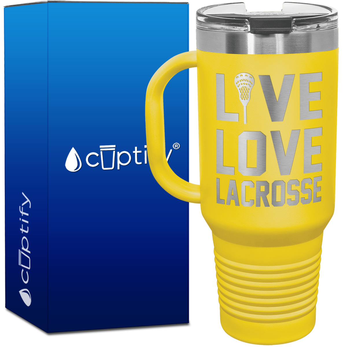 Live Love Lacrosse Stick 40oz Lacrosse Travel Mug