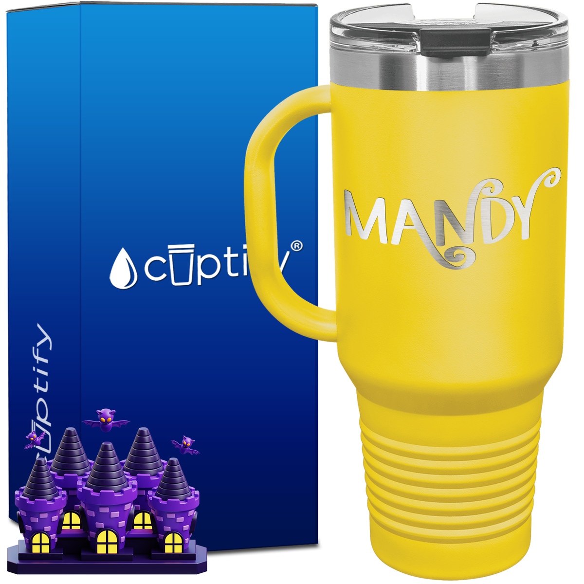 Personalized Curly Spooky Font Style 40oz Halloween Travel Mug