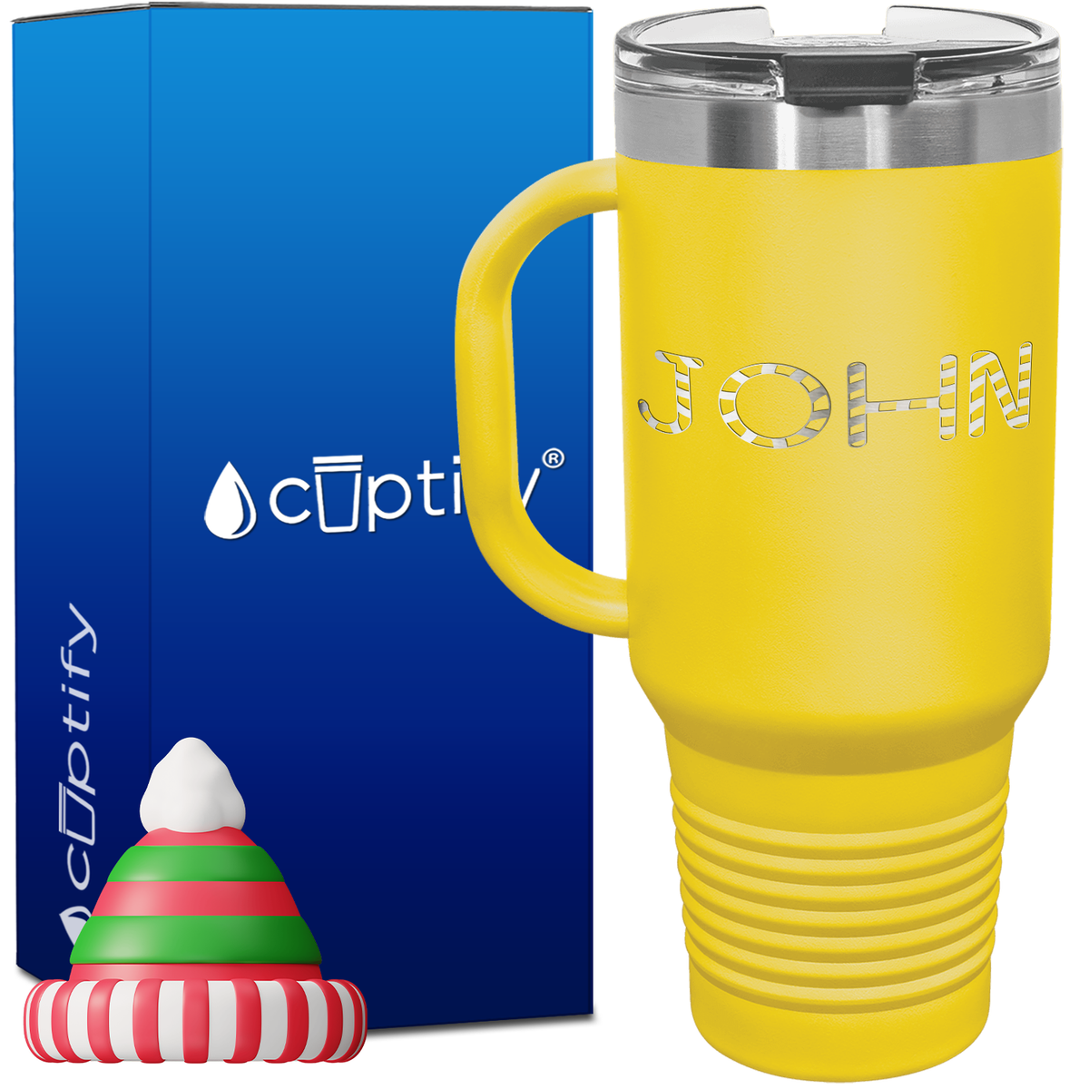 Personalized Candy Cane Font Style 40oz Christmas Travel Mug