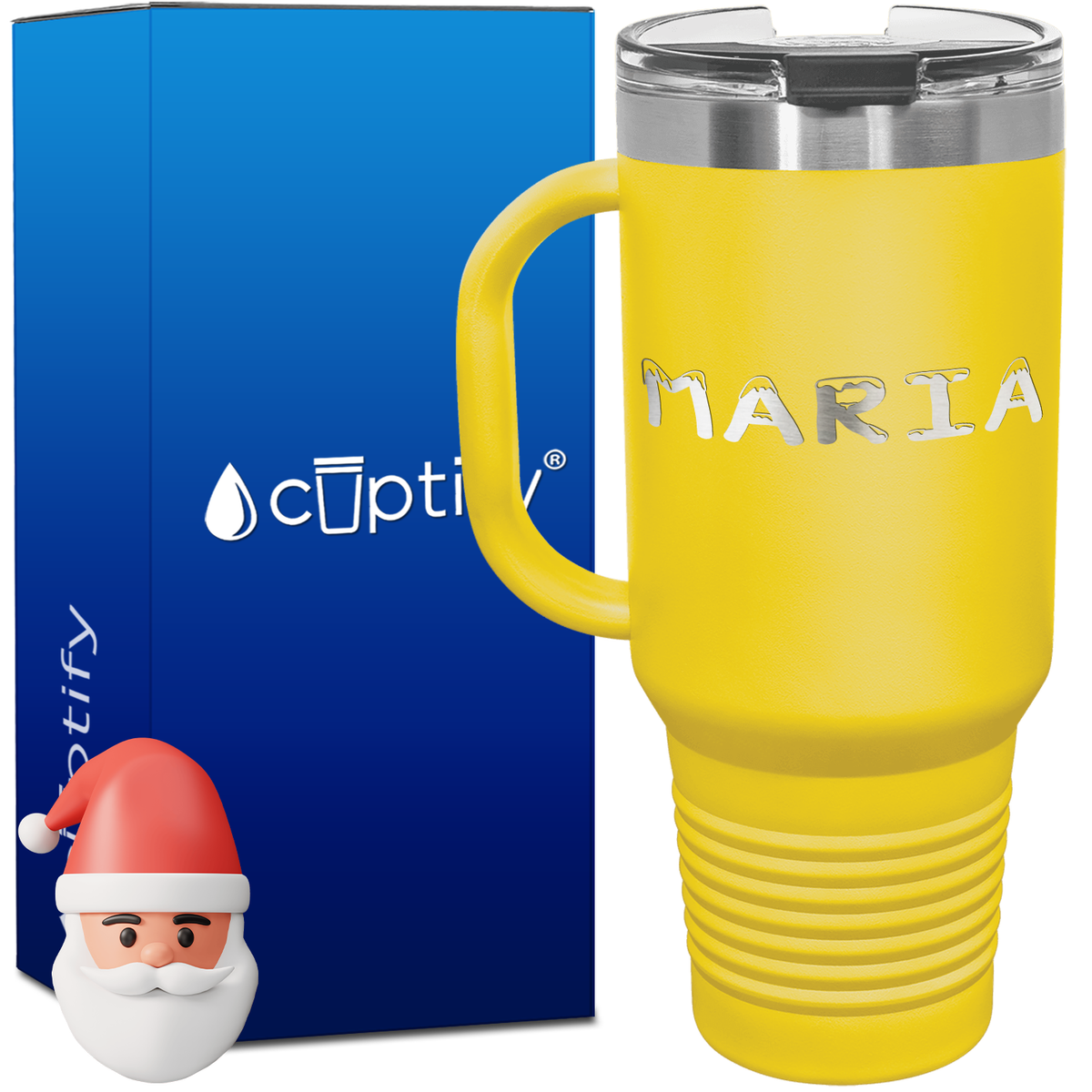 Personalized Snowy Font Style 40oz Christmas Travel Mug