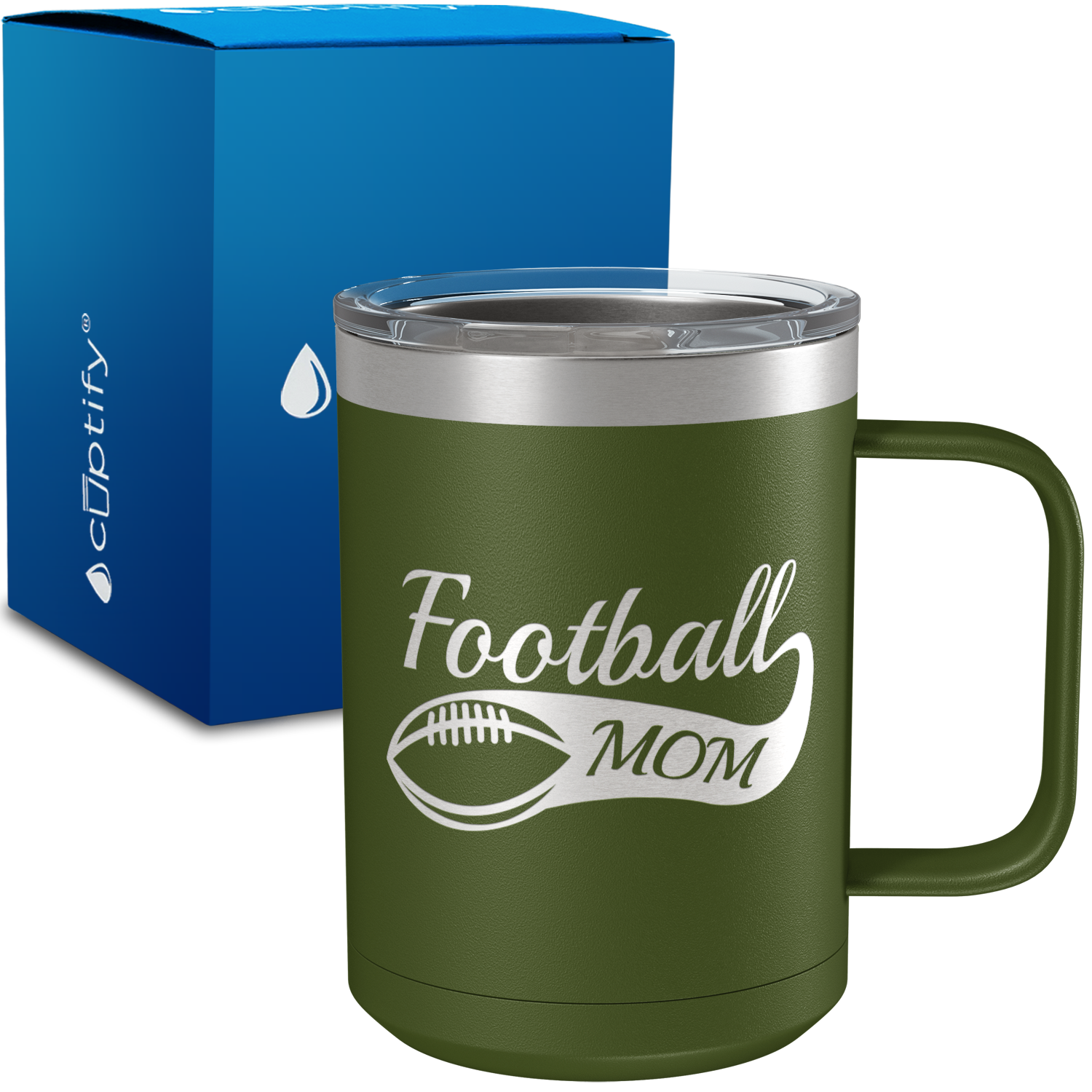 Football Mom Swoosh 15oz Stainless Steel Mug