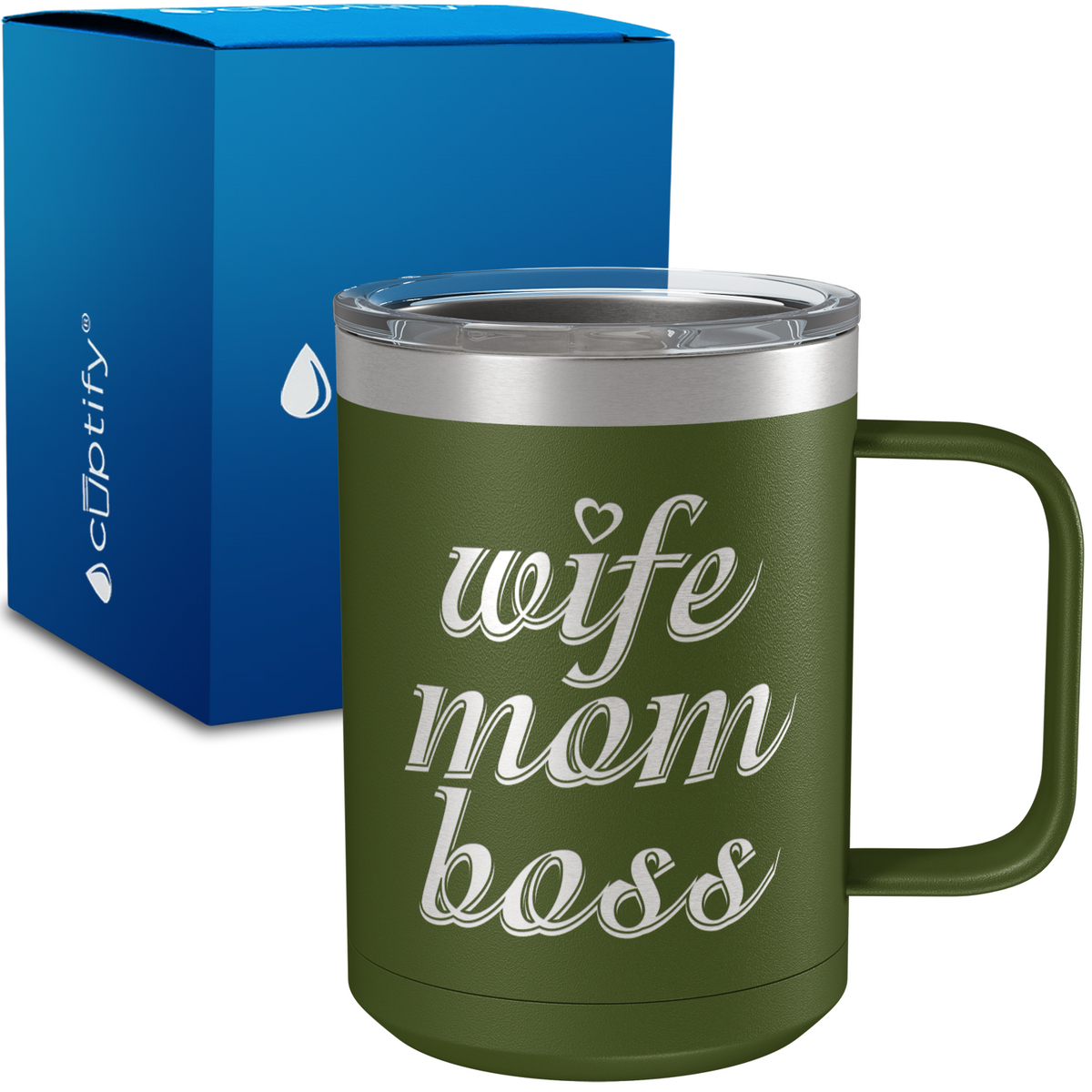 Wife Mom Boss 15oz Stainless Steel Mug