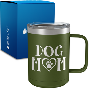 Dog Mom Heart 15oz Stainless Steel Mug