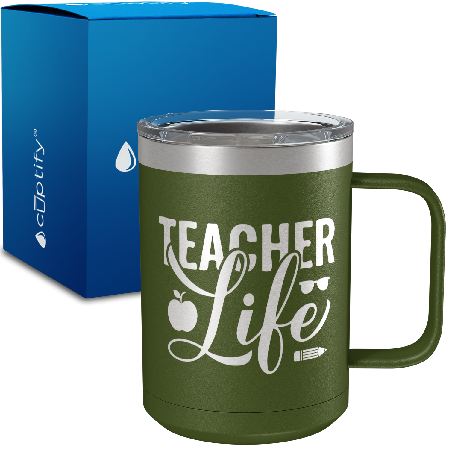 Teacher Life Apples and Pencils 15oz Stainless Steel Mug