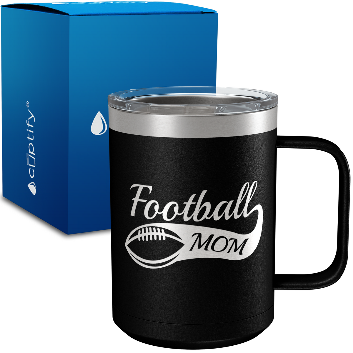 Football Mom Swoosh 15oz Stainless Steel Mug