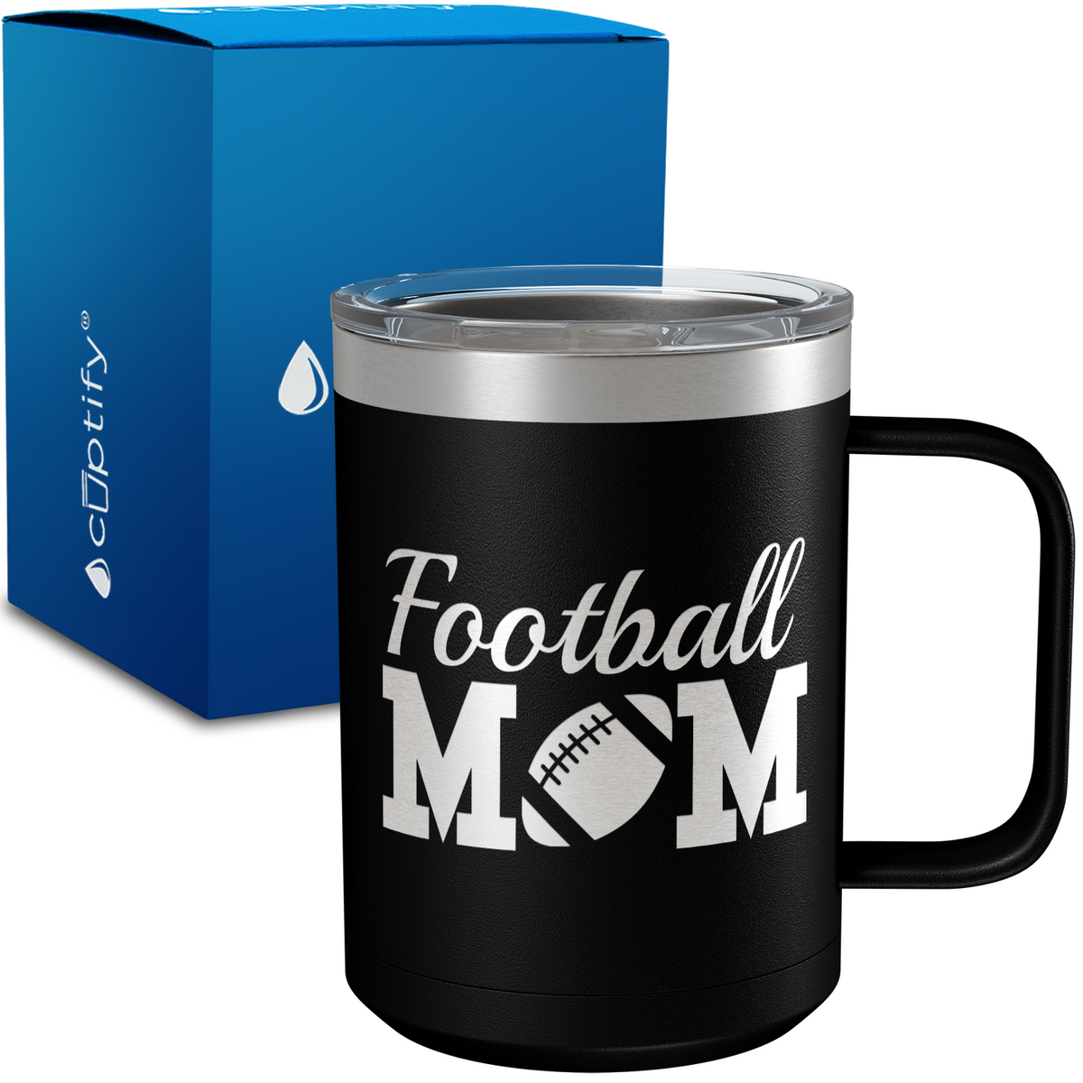 Football Mom 15oz Stainless Steel Mug
