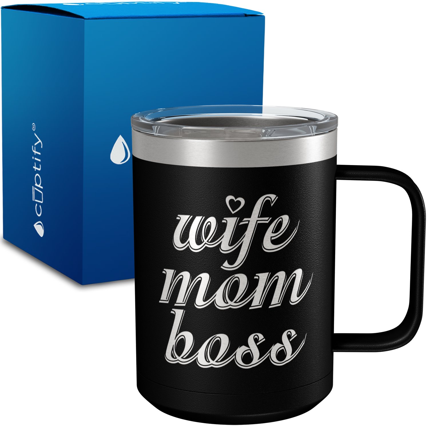 Wife Mom Boss 15oz Stainless Steel Mug