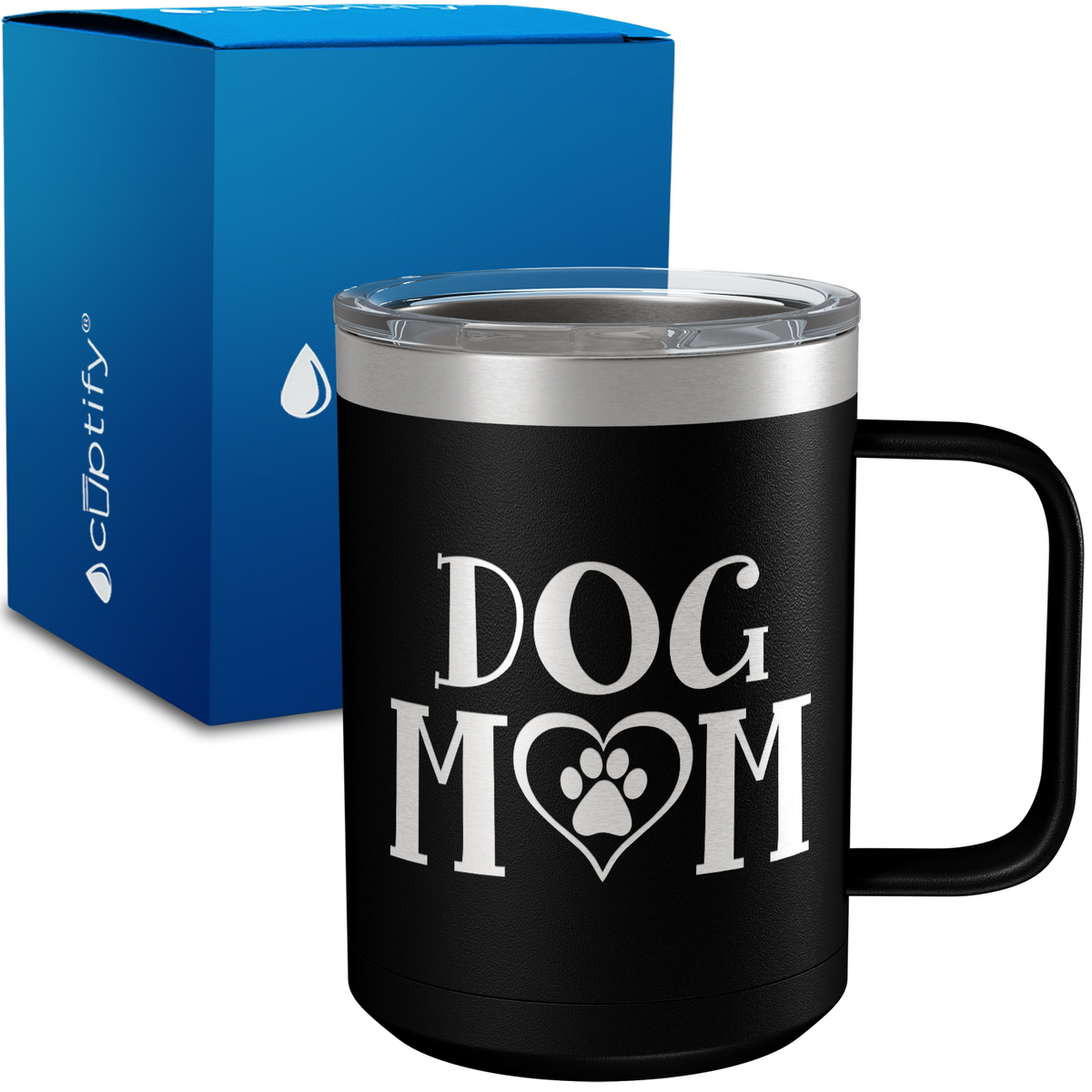 Dog Mom Heart 15oz Stainless Steel Mug
