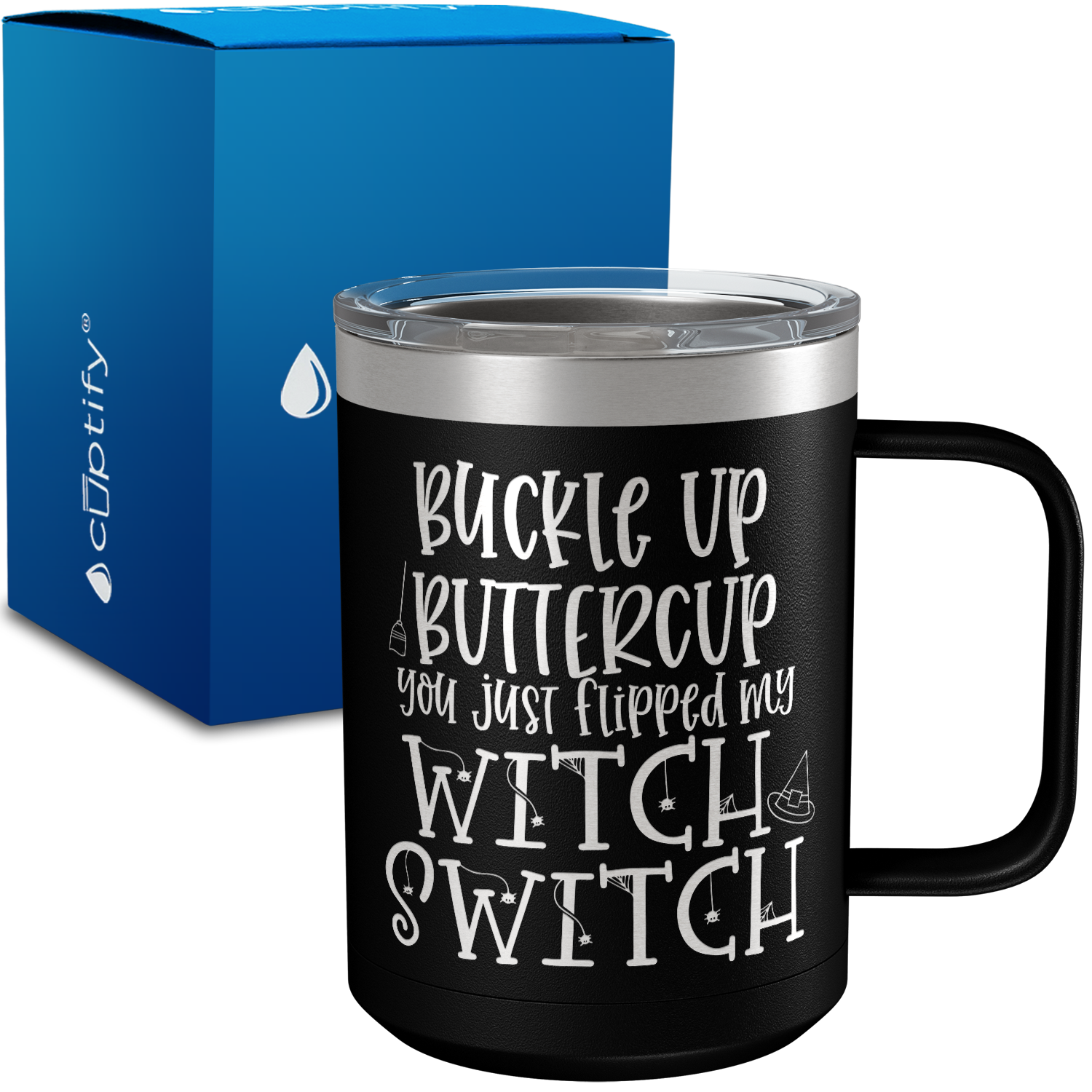 Buckle Up Buttercup 15oz Stainless Halloween Coffee Mug