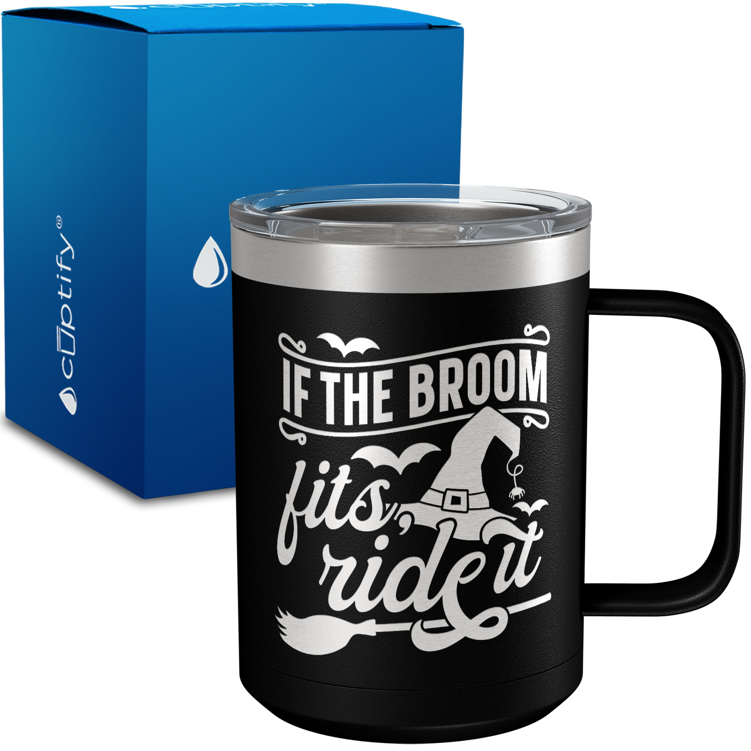 If the Broom Fits 15oz Stainless Halloween Coffee Mug
