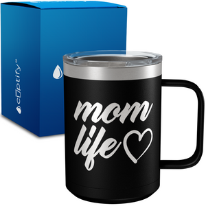 Mom Life Heart 15oz Stainless Steel Mug