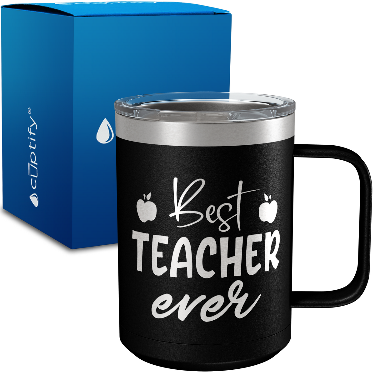 Best Teacher Ever Apples 15oz Stainless Steel Mug