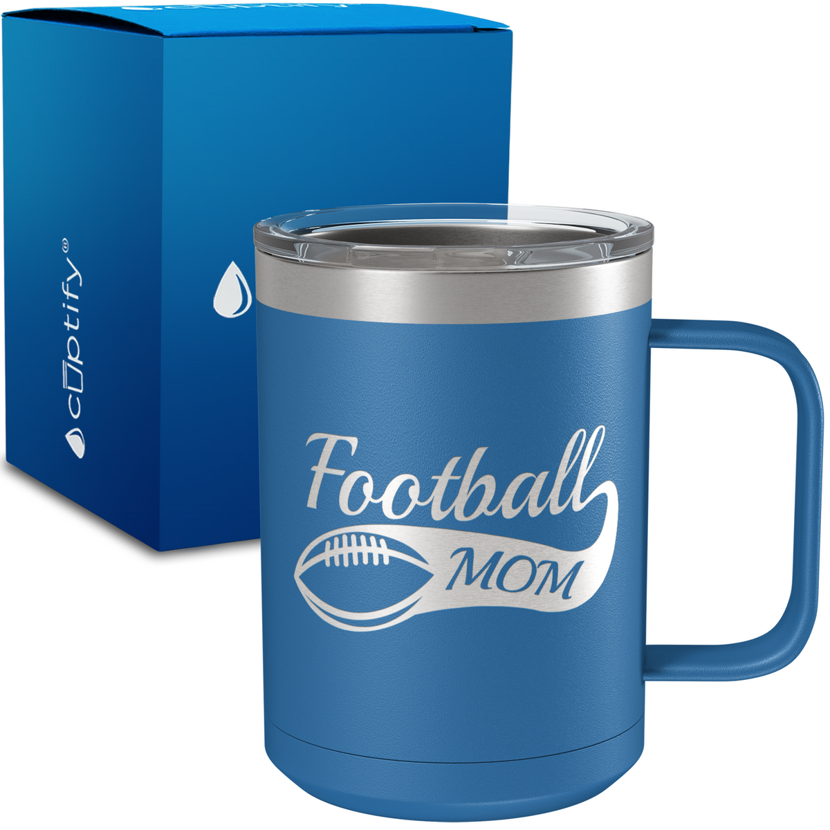 Football Mom Swoosh 15oz Stainless Steel Mug