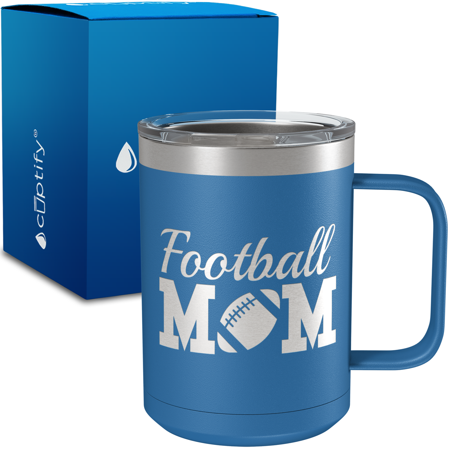 Football Mom 15oz Stainless Steel Mug