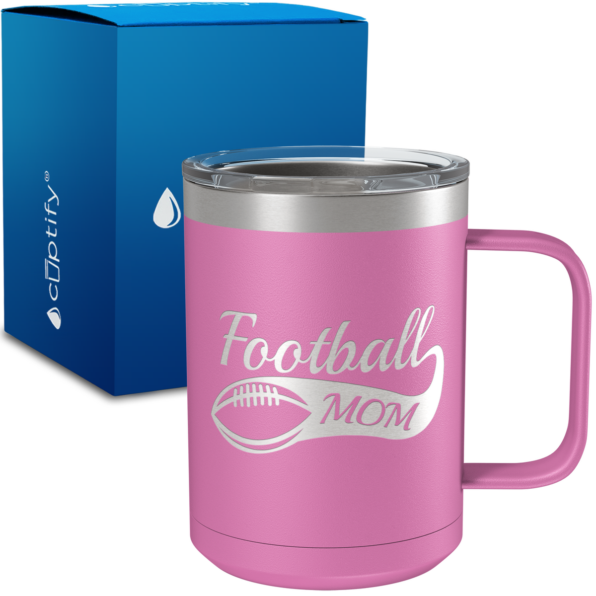 Football Mom Swoosh 15oz Stainless Steel Mug