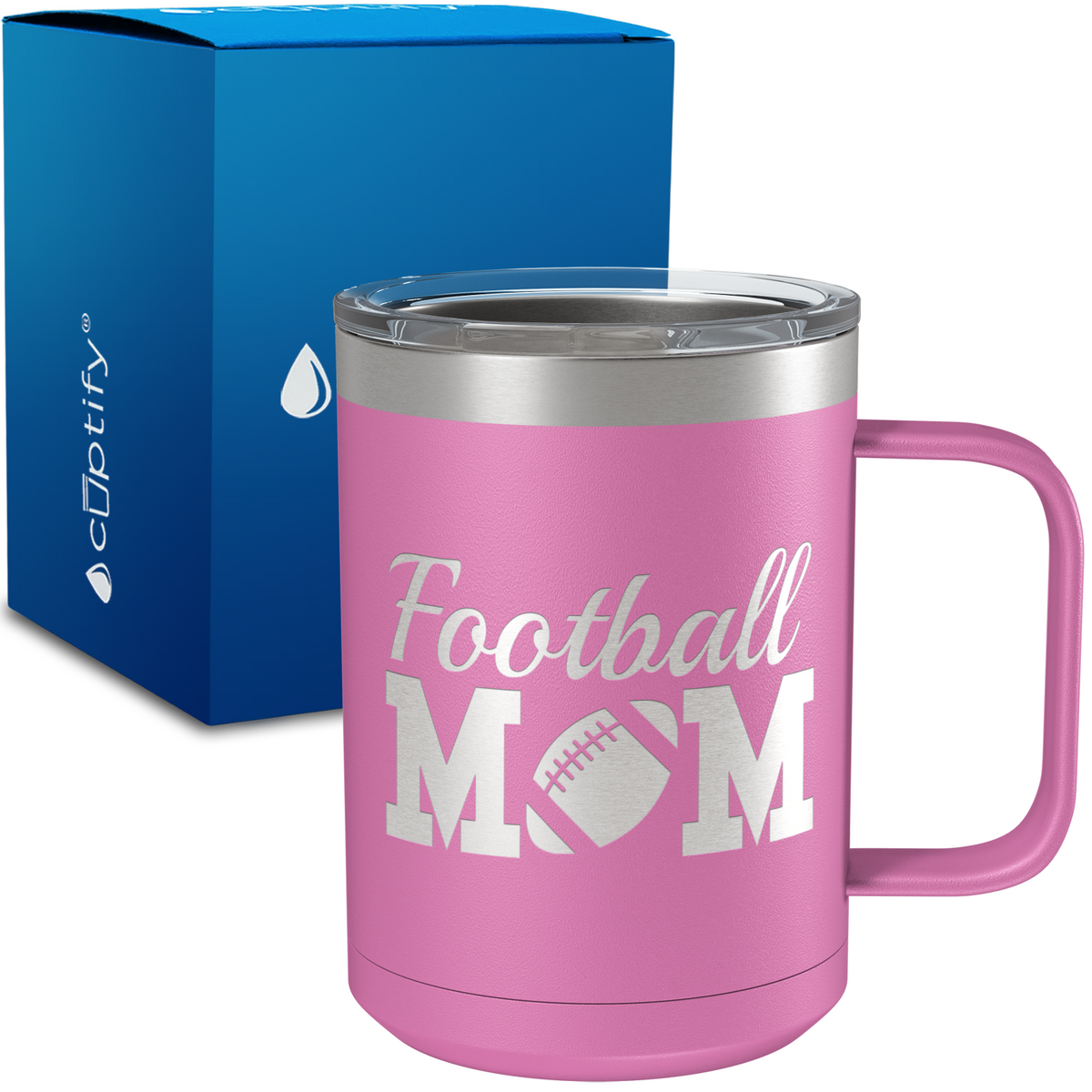 Football Mom 15oz Stainless Steel Mug