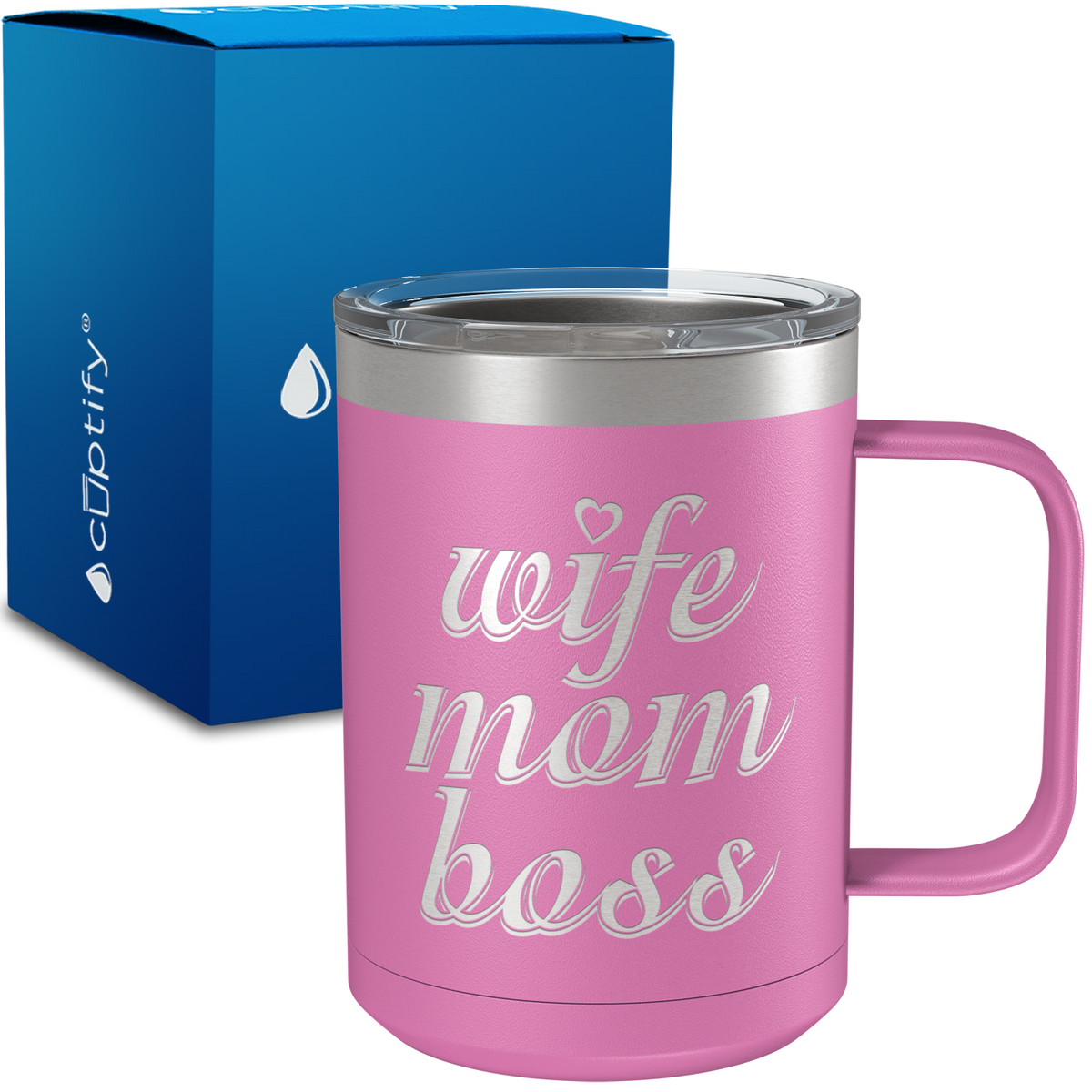 Wife Mom Boss 15oz Stainless Steel Mug