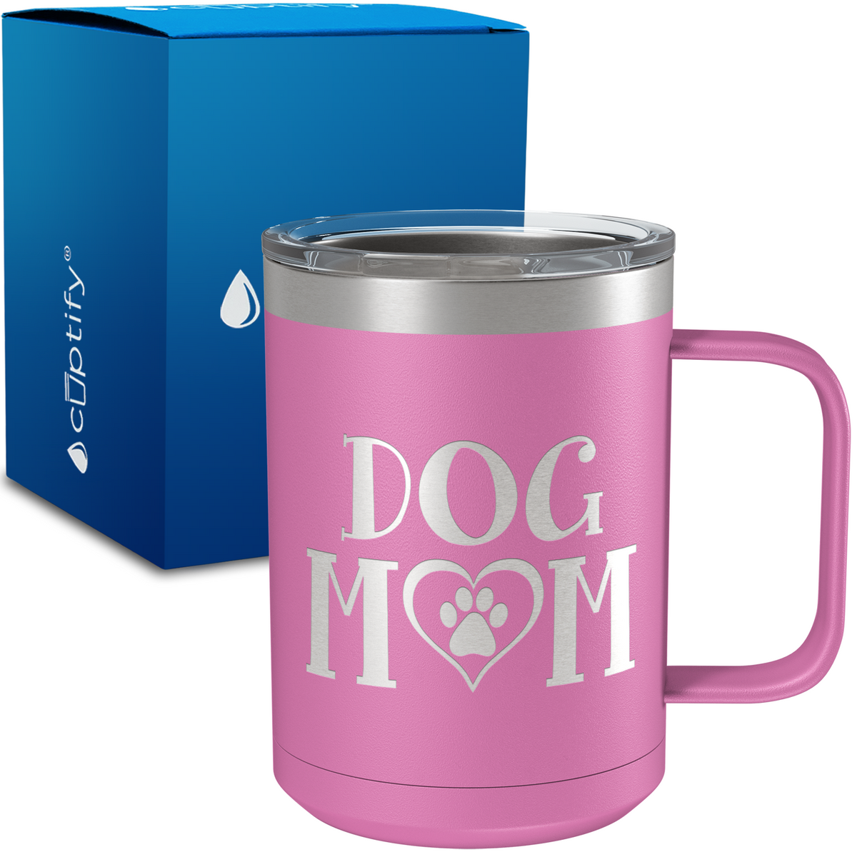 Dog Mom Heart 15oz Stainless Steel Mug