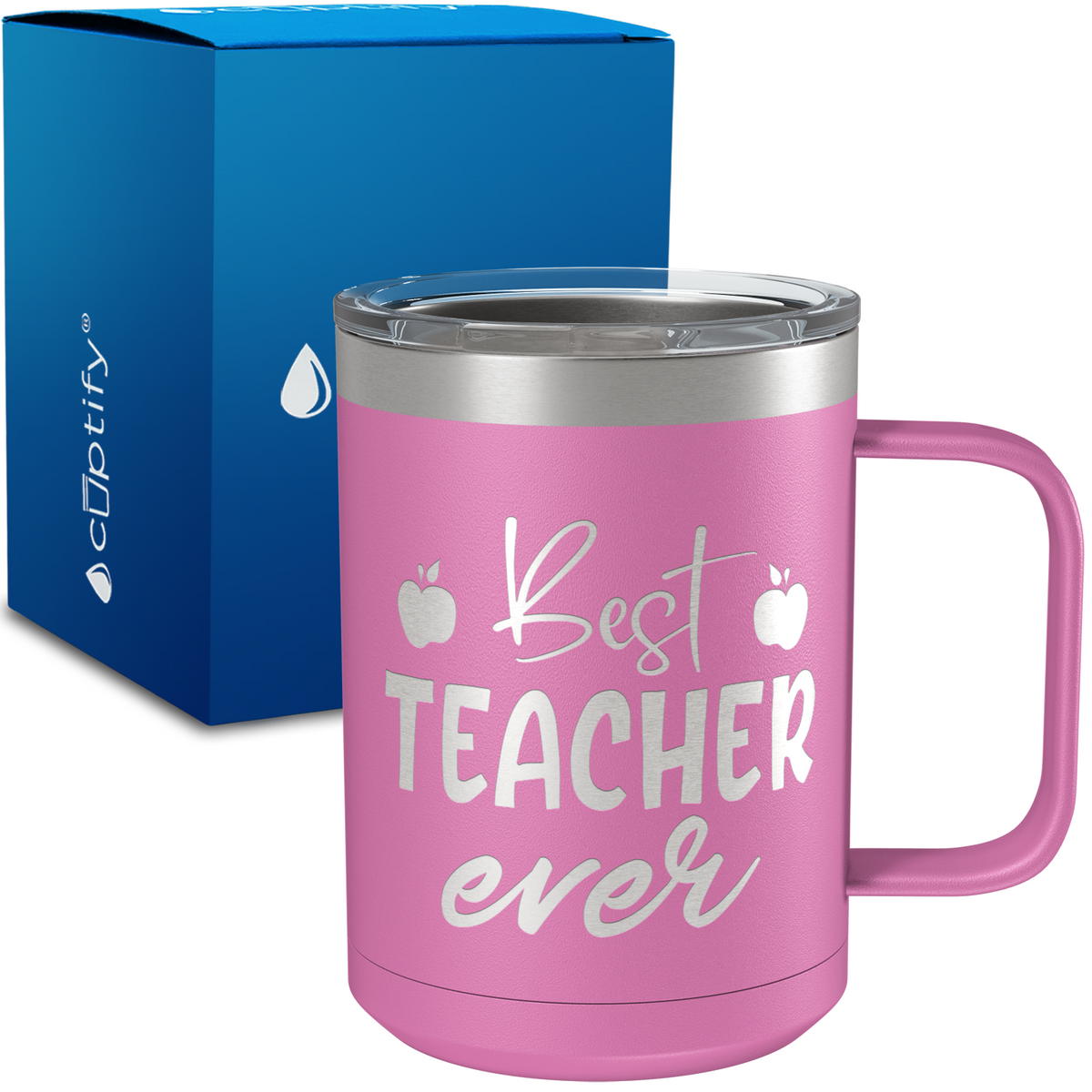Best Teacher Ever Apples 15oz Stainless Steel Mug
