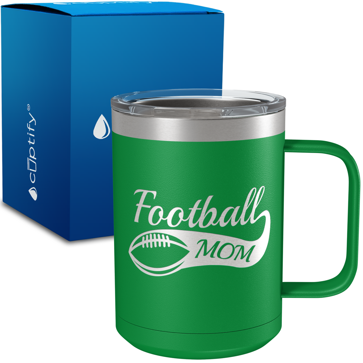Football Mom Swoosh 15oz Stainless Steel Mug