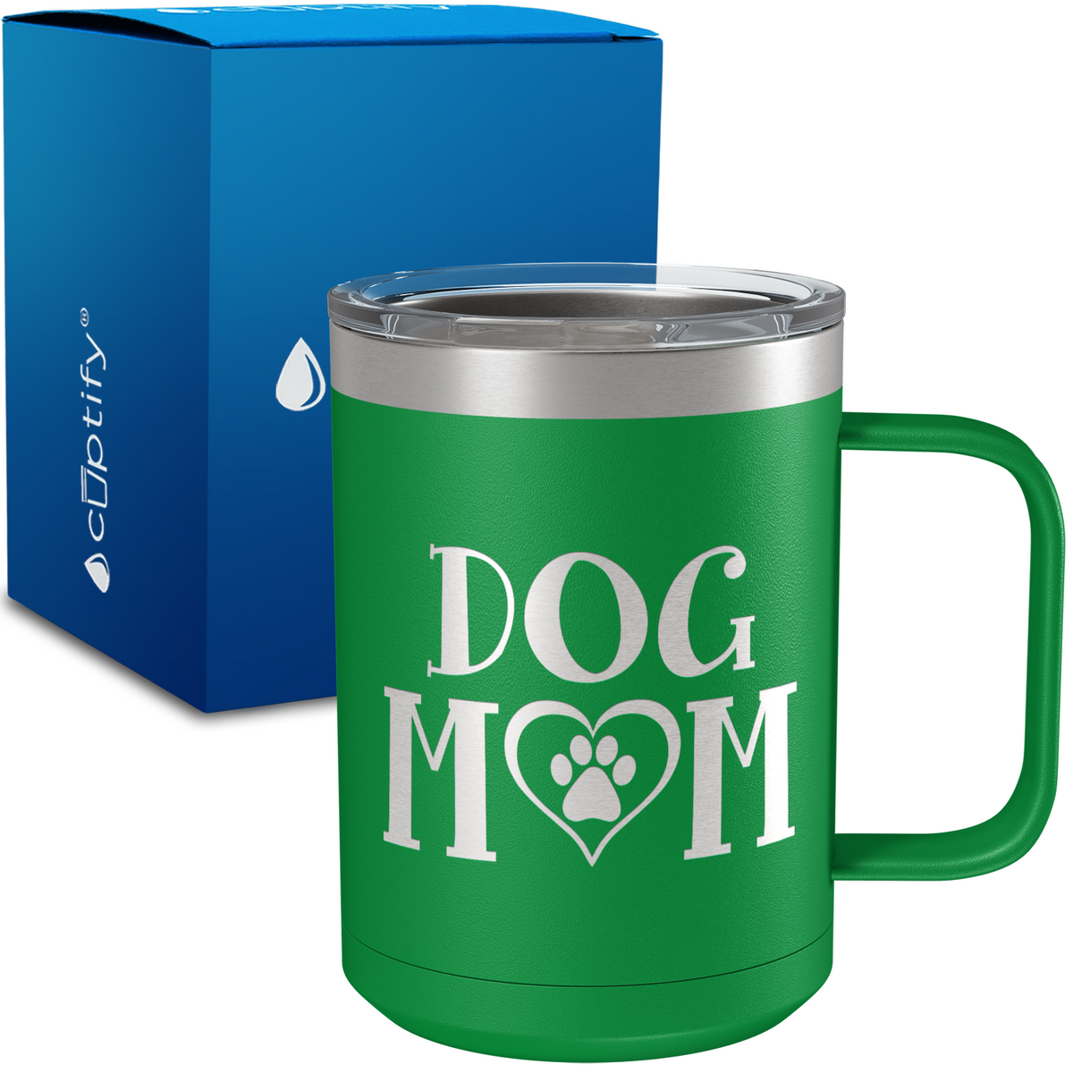 Dog Mom Heart 15oz Stainless Steel Mug
