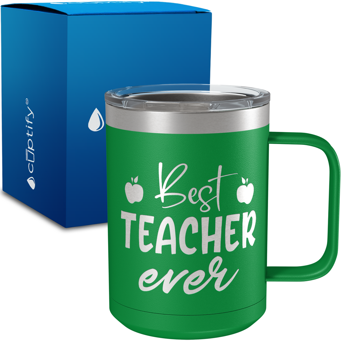 Best Teacher Ever Apples 15oz Stainless Steel Mug