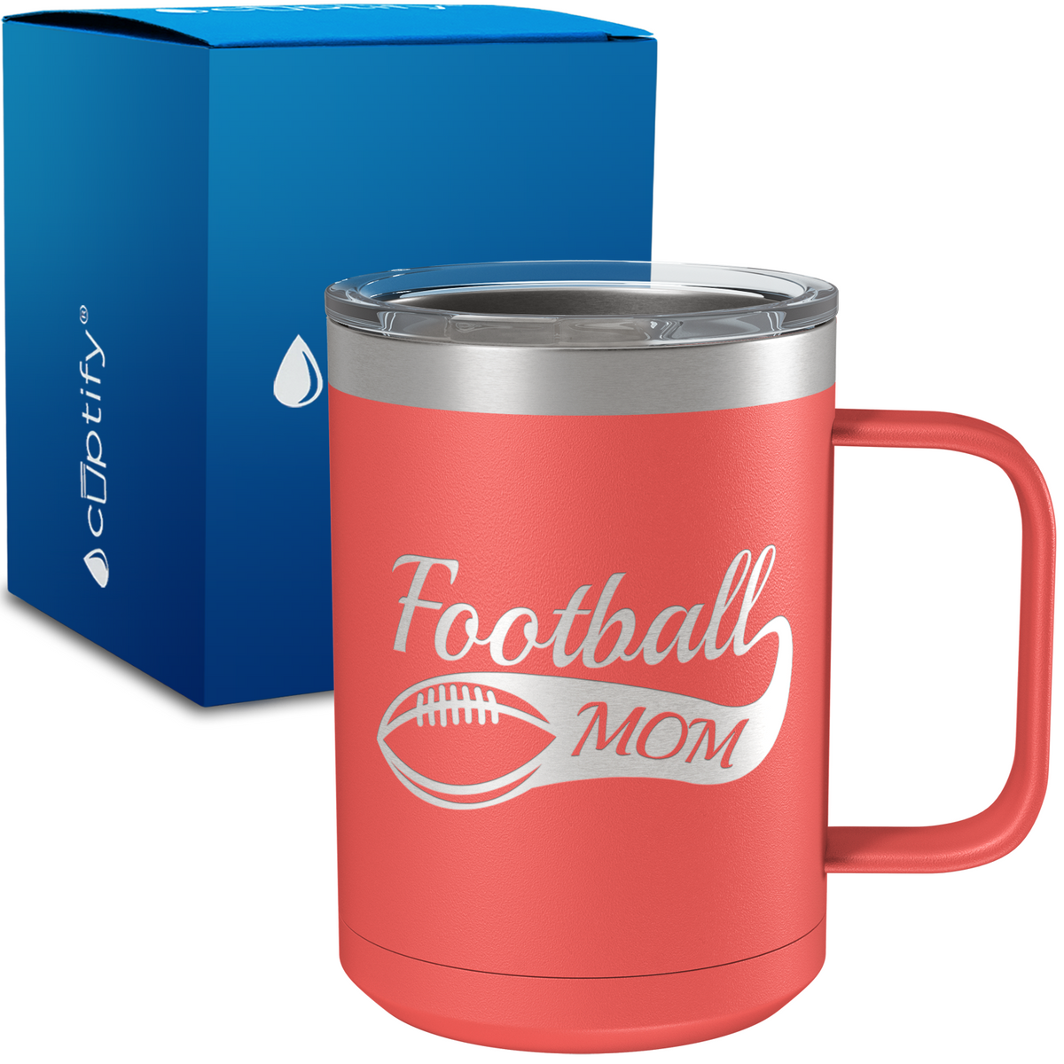 Football Mom Swoosh 15oz Stainless Steel Mug