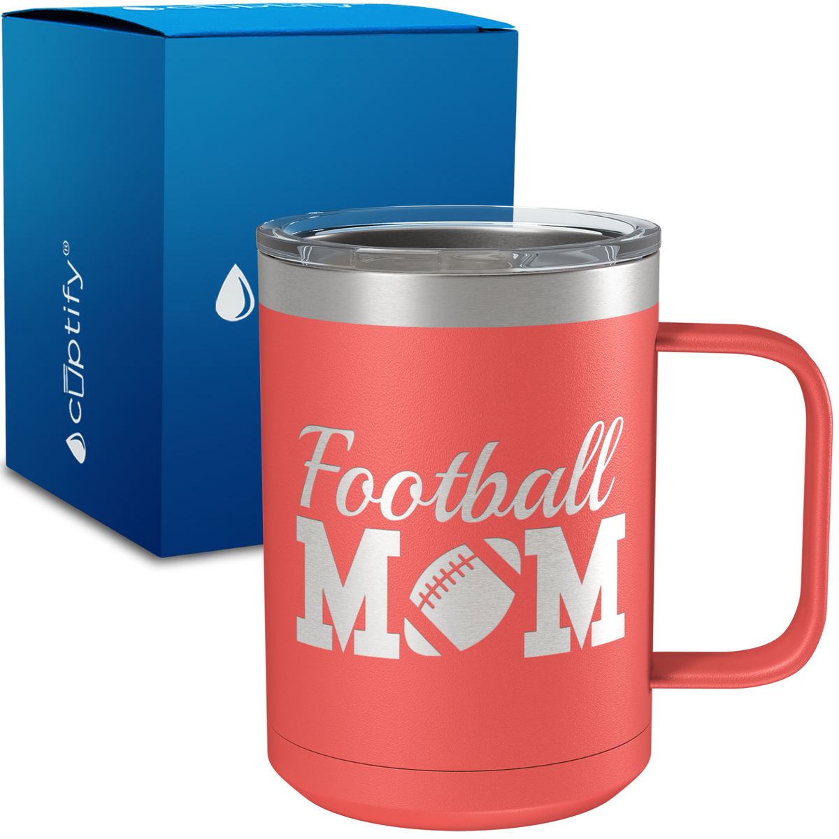 Football Mom 15oz Stainless Steel Mug