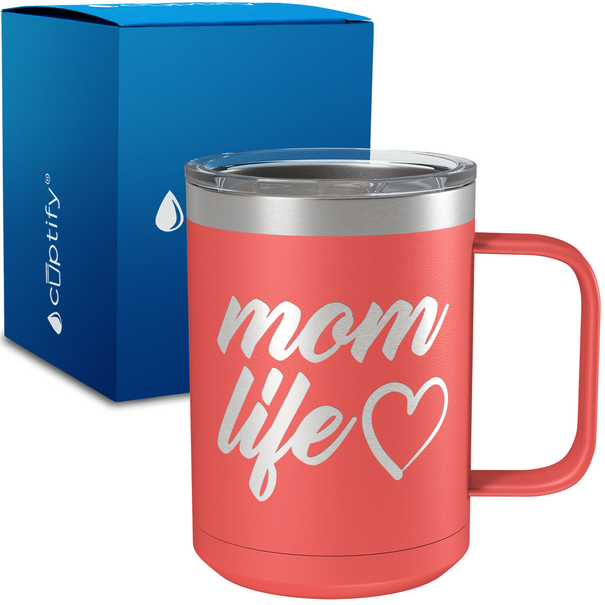 Mom Life Heart 15oz Stainless Steel Mug