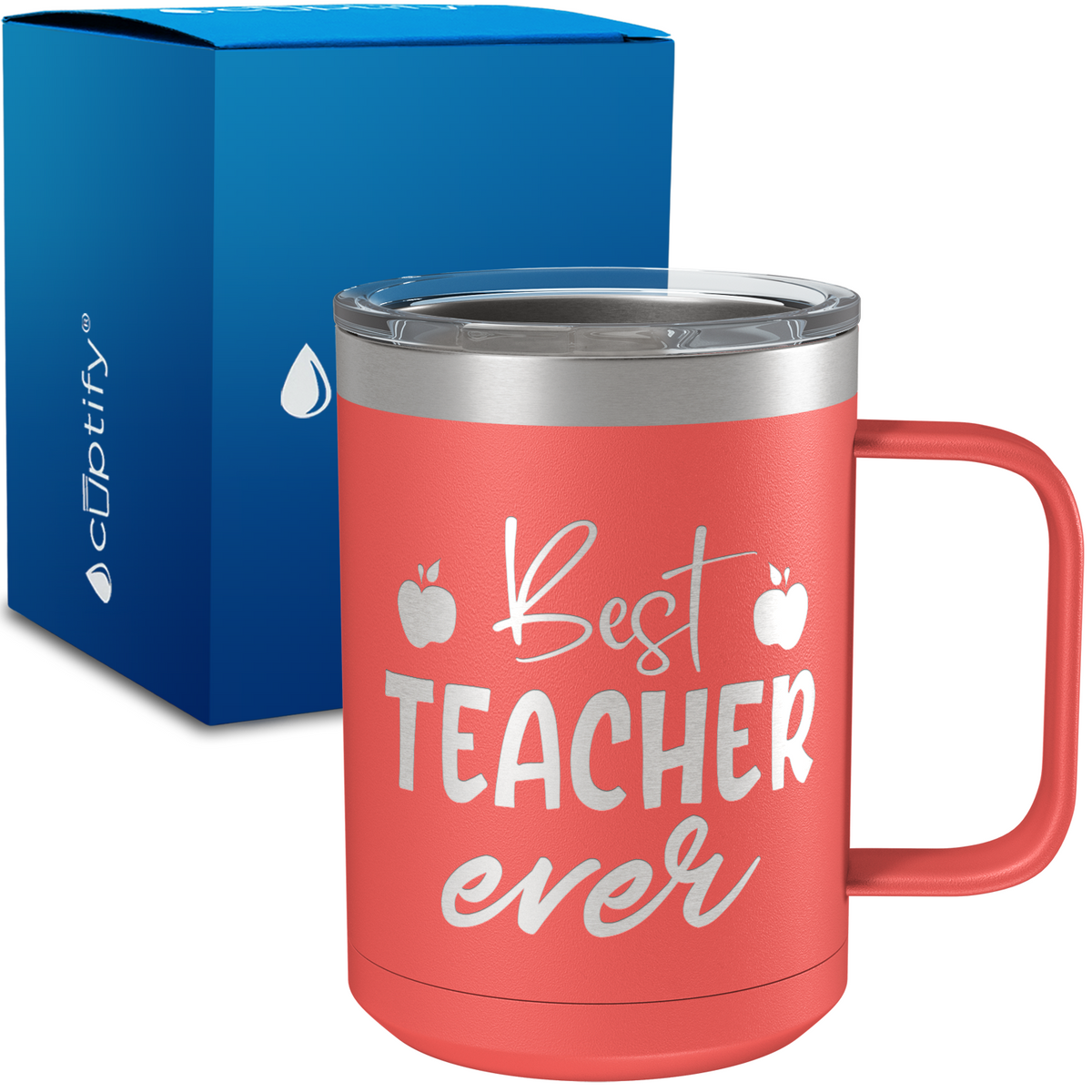 Best Teacher Ever Apples 15oz Stainless Steel Mug