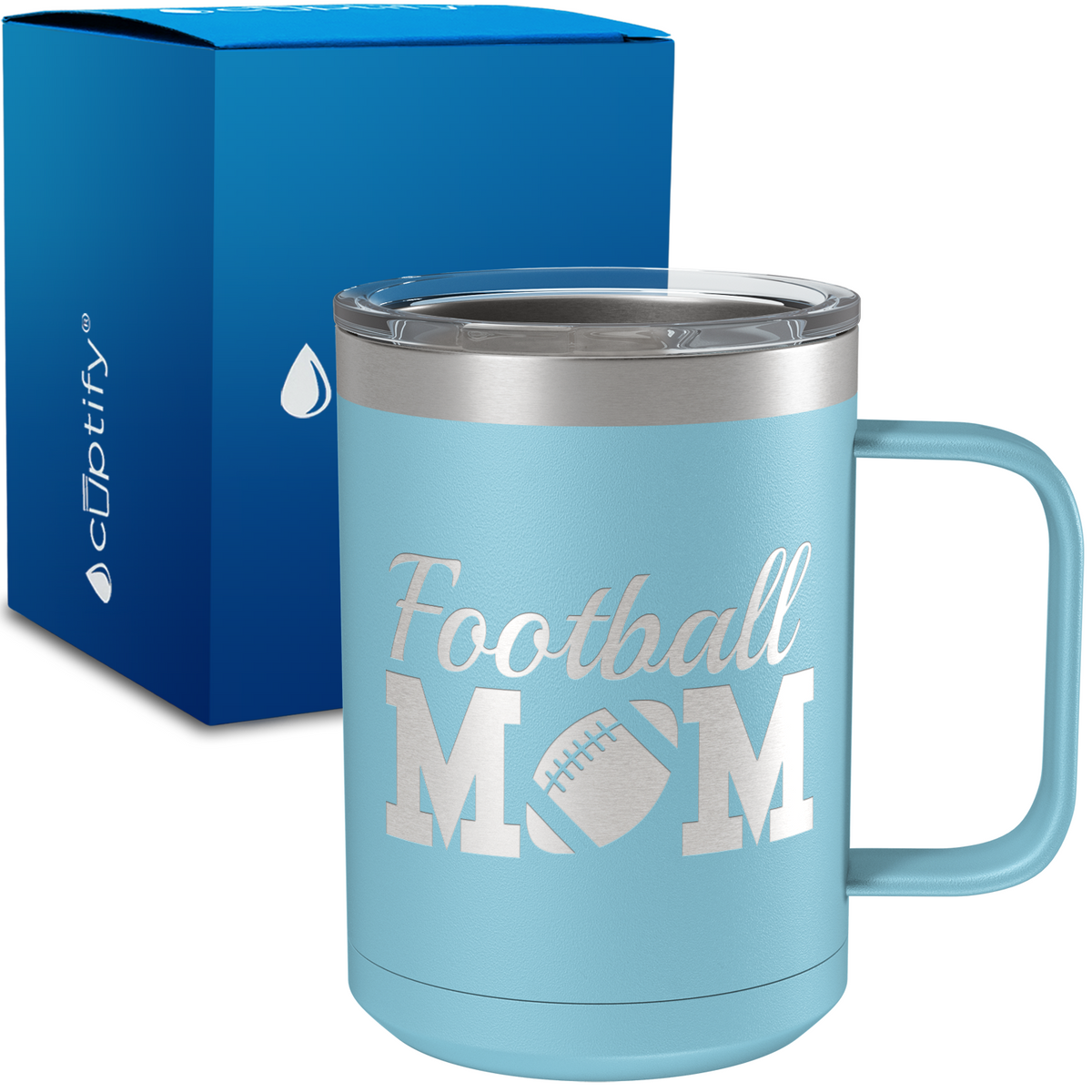 Football Mom 15oz Stainless Steel Mug