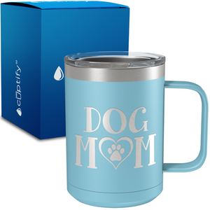 Dog Mom Heart 15oz Stainless Steel Mug