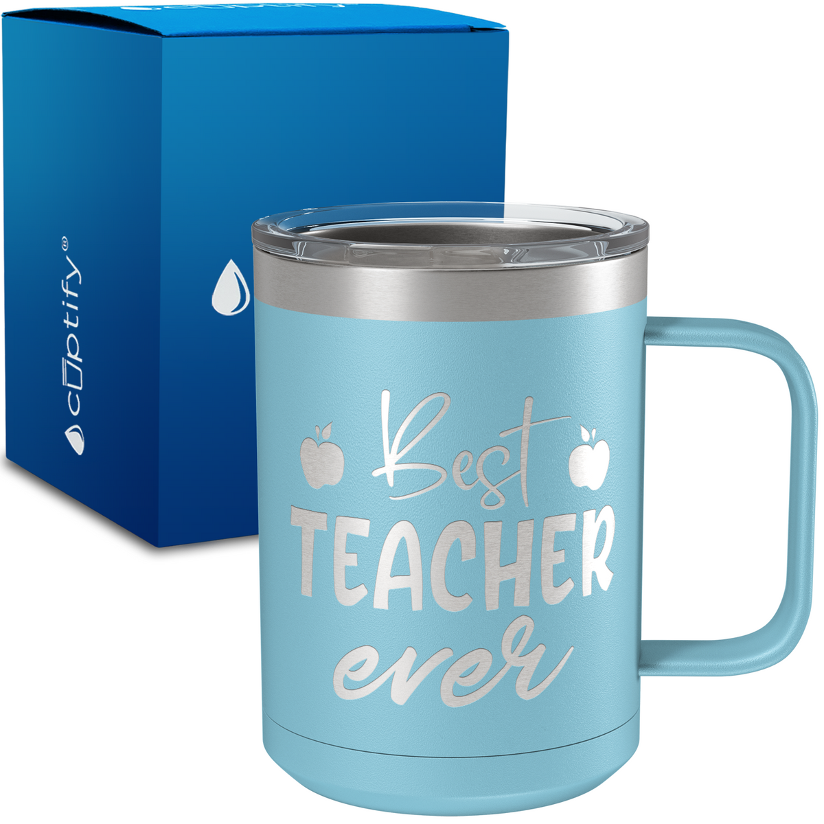 Best Teacher Ever Apples 15oz Stainless Steel Mug